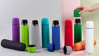 Термос "Крит" 500 мл, покрытие soft touch, серый