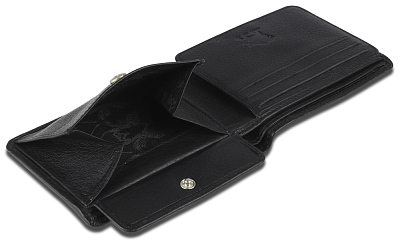 Бумажник Mano "Don Montez", натуральная кожа в черном цвете, 11 х 8,4 см