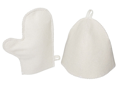 Банный набор из шапки и рукавицы Renew (Белый)