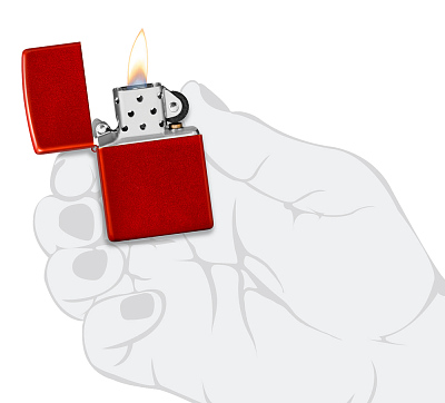 Зажигалка ZIPPO Classic с покрытием Metallic Red, латунь/сталь, красная, матовая, 38x13x57 мм