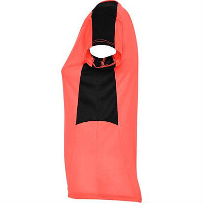 Спортивная футболка SUZUKA женская, КОРАЛЛОВЫЙ ФЛУОРЕСЦЕНТНЫЙ/ЧЕРНЫЙ 2XL