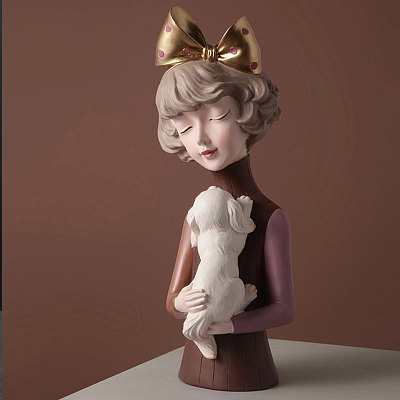 Статуэтка &amp;quot;Девушка со щенком&amp;quot; (Шоколадный/бежевый)