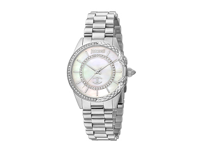 Наручные часы, женские (Корпус- стальной, безель декорирован змеей, циферблат- стальной, натуральный перламутр, кристаллы Swarovski, крепление- стальной)