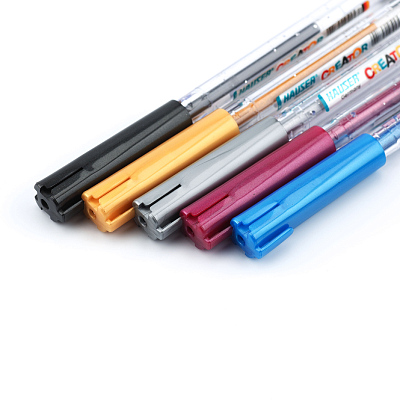 Набор: Гелевая ручка Hauser Creator Glitter Gel, чернила с блестками - 5шт, пакет