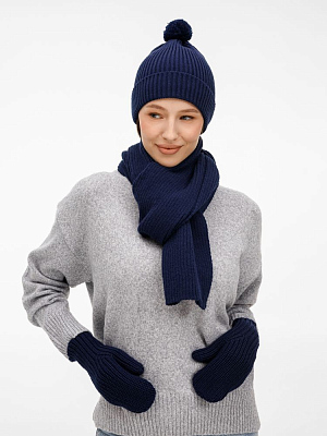 Шапка Catch Match с помпоном, темно-синяя