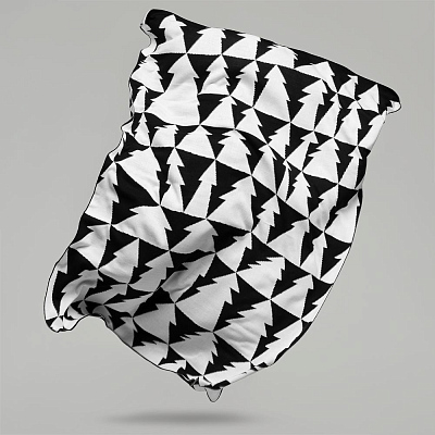 Плед «Танцующий лес», белый с черным